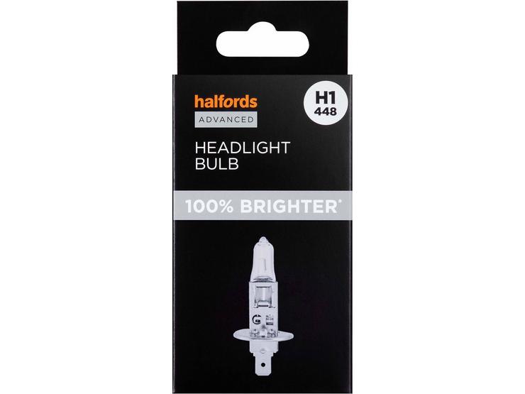 H1 448 Car Headlight Bulb Halfords Advanced Up To +100 percent Brighter Single Pack