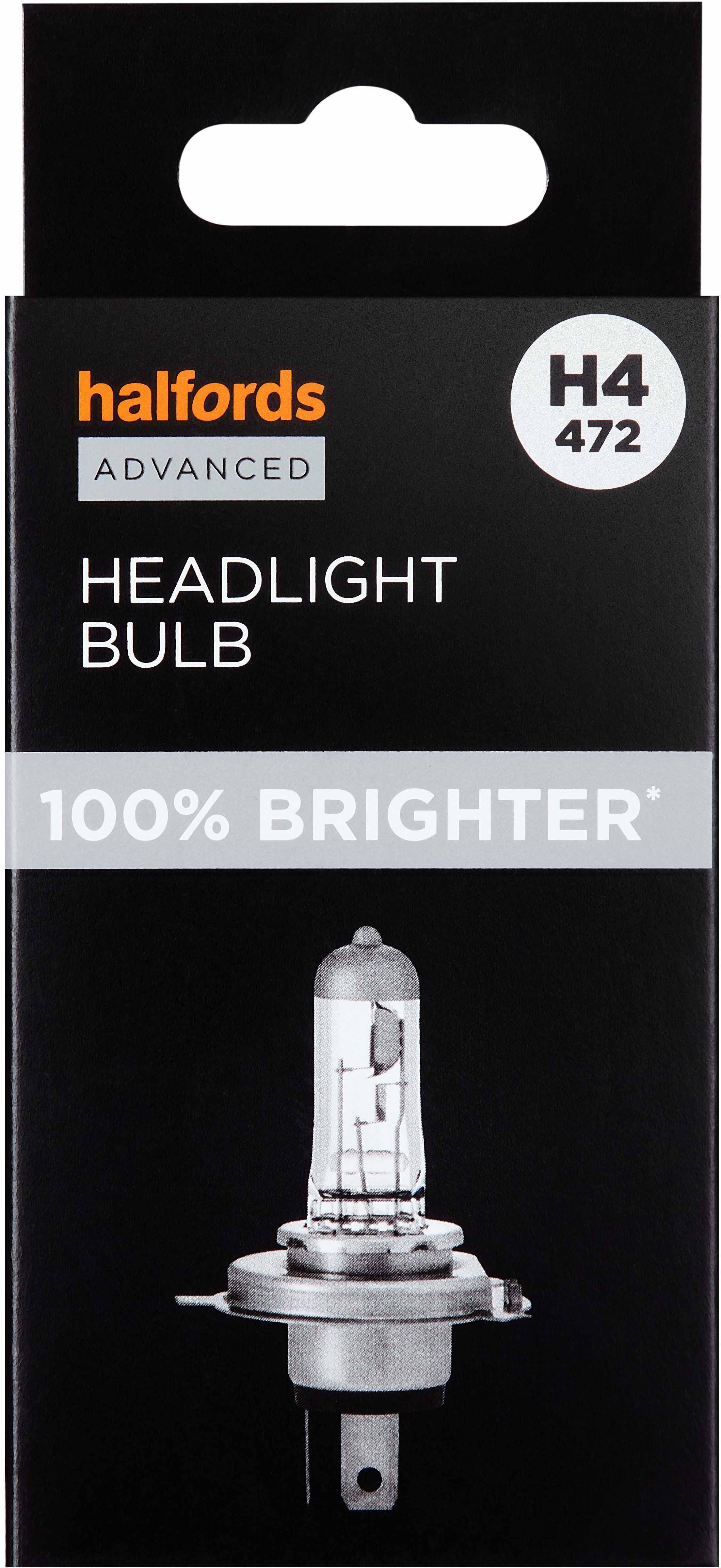 H4 472 Car Headlight Bulb Halfords Advanced Up To +100 Percent Brighter Single Pack