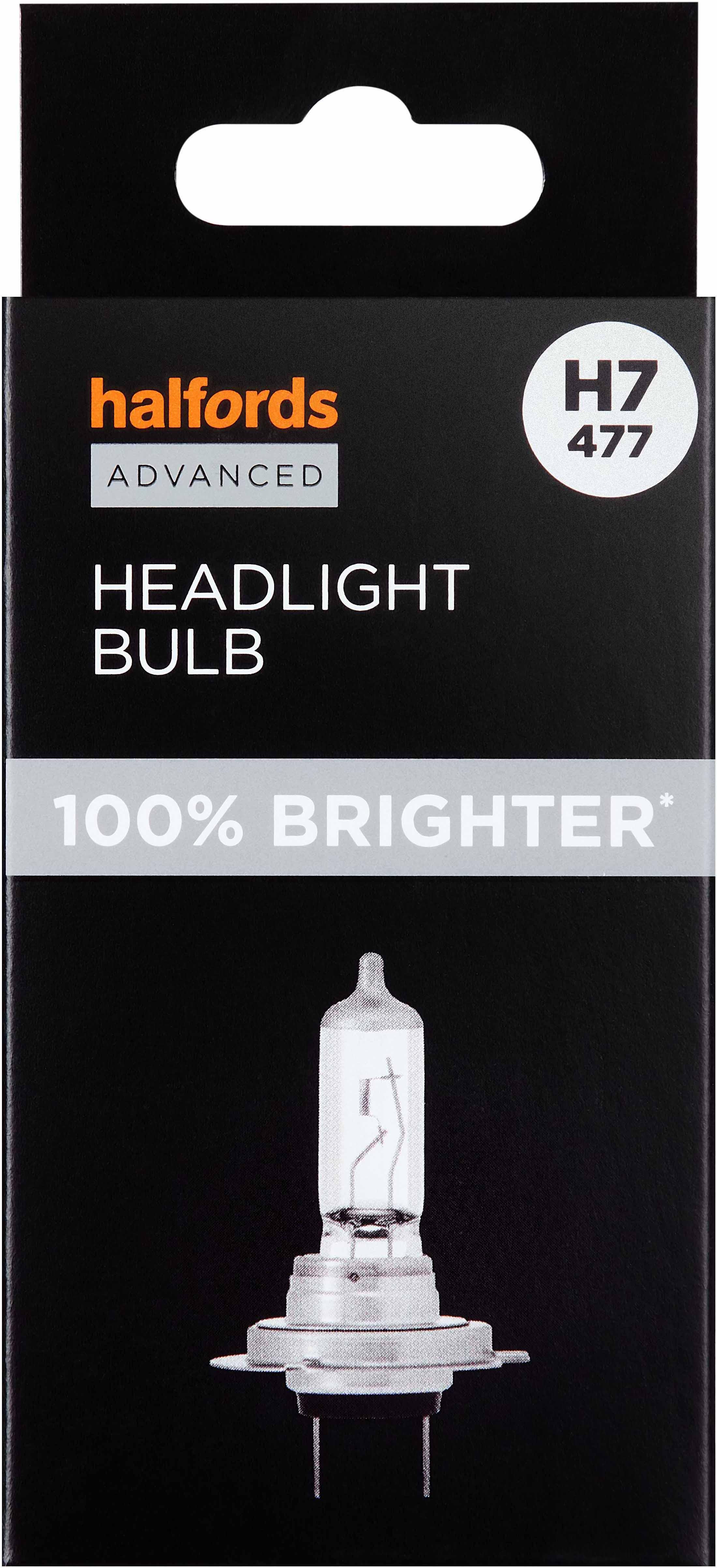H7 477 Car Headlight Bulb Halfords Advanced Up To +100 Percent Brighter Single Pack