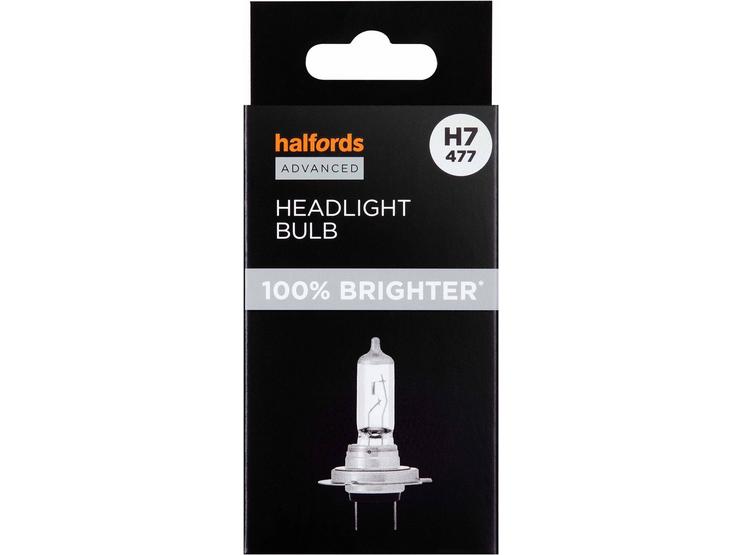 H7 477 Car Headlight Bulb Halfords Advanced Up To +100 percent Brighter Single Pack