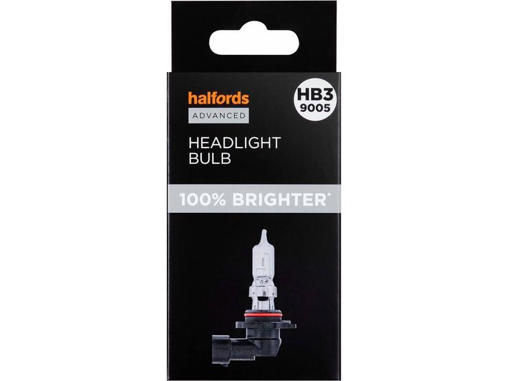HB3 9005 Car Headlight Bulb Halfords Advanced +100 percent Brighter Single Pack