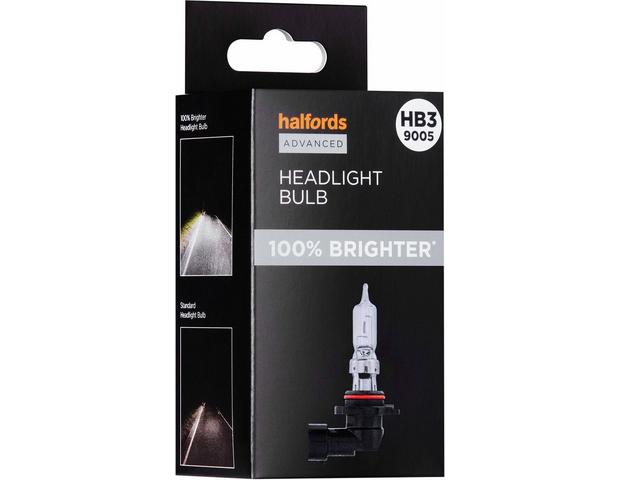 HB3 9005 Car Headlight Bulb Halfords Advanced +100 percent Brighter Single  Pack