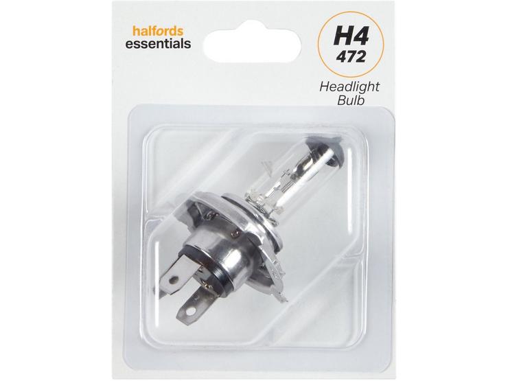 H4 472 Car Headlight Bulb Halfords Essentials Single Pack