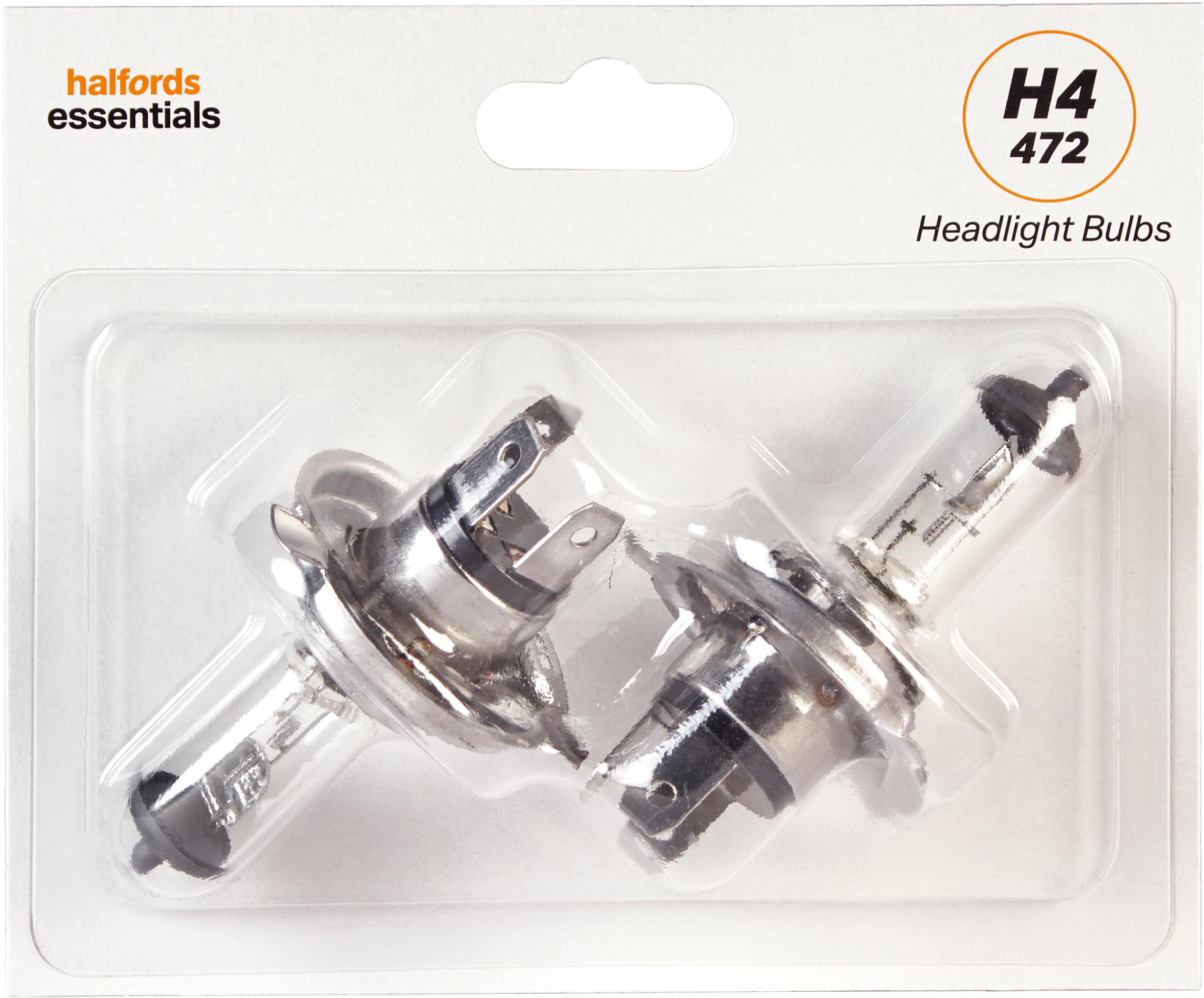 H4 472 Car Headlight Bulb Halfords Essentials Twin Pack