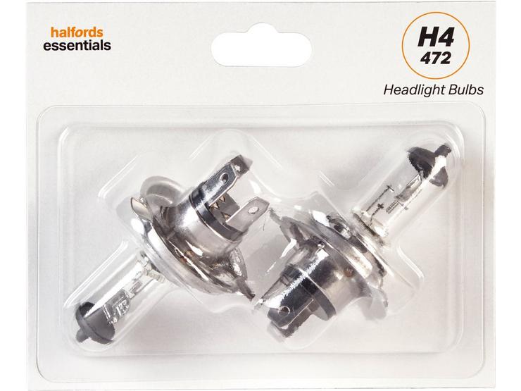 H4 472 Car Headlight Bulb Halfords Essentials Twin Pack