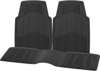 AutoTrends Deep Tray Rubber Car Floor Mat, Black, 4-pk