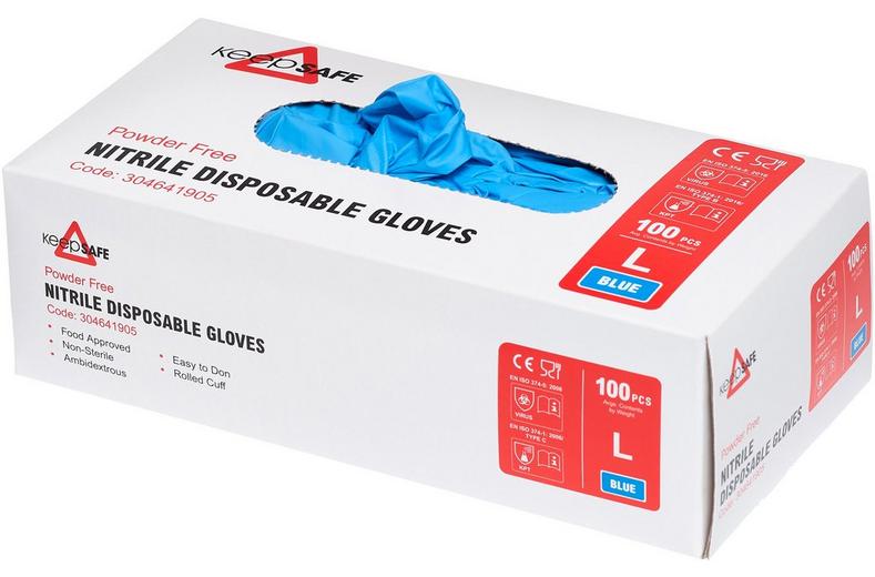 Keepclean Nitrile Blue Powdered Free Gloves Box of 100 Keepclean Nitrile Blue Powdered Free Gloves Box of 100