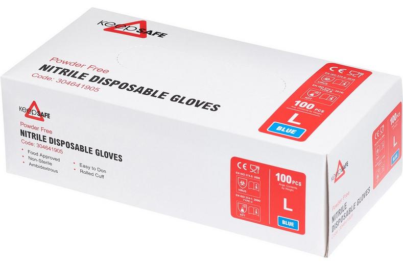 Keepclean Nitrile Blue Powdered Free Gloves Box of 100 Keepclean Nitrile Blue Powdered Free Gloves Box of 100