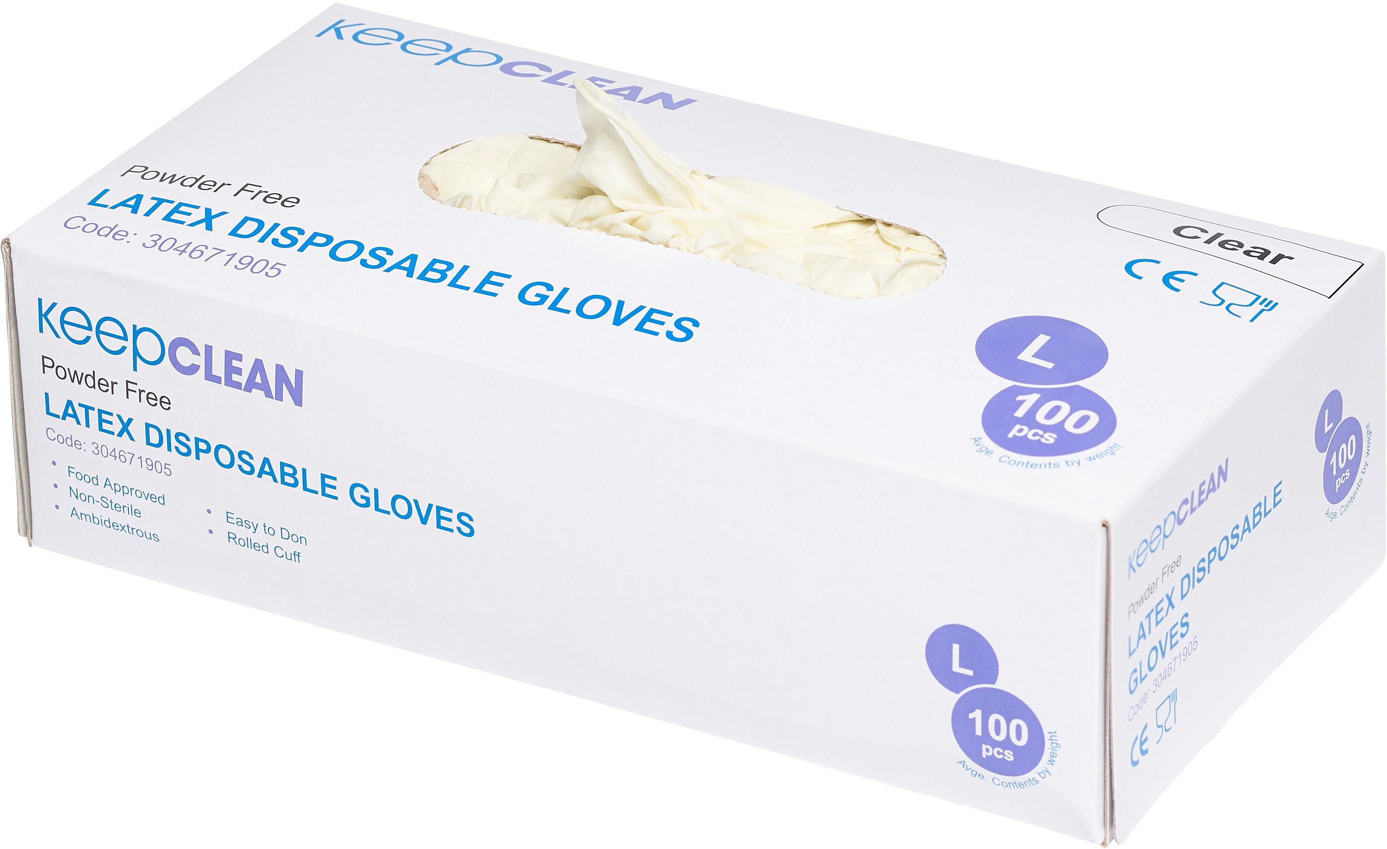 Keepclean Latex Powdered Free Gloves Box of 100