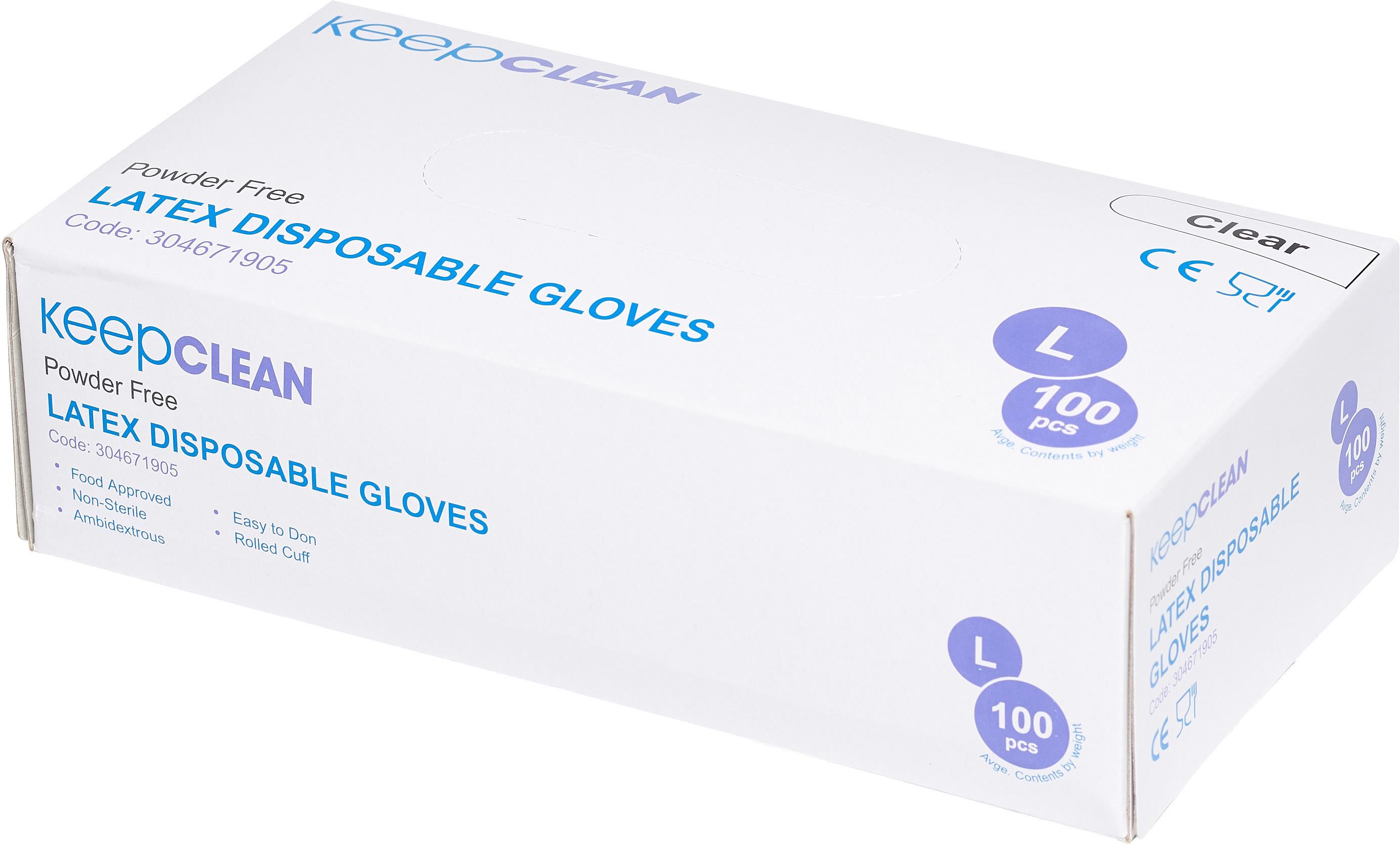 Keepclean Latex Powdered Free Gloves Box of 100