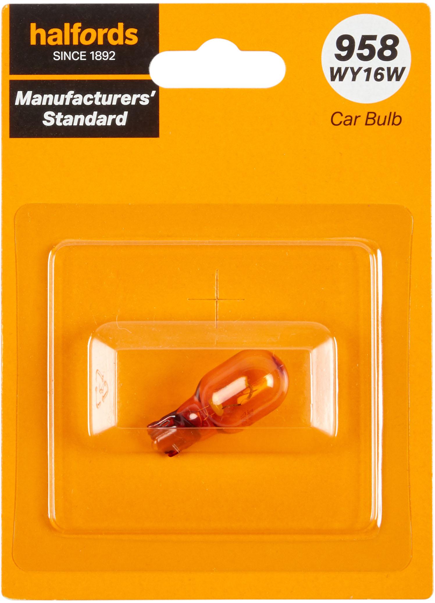 958 WY16W Car Bulb Manufacturers Standard Halfords Single Pack