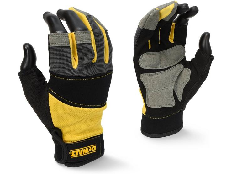 Dewalt DPG213L Fingerless Gloves, Black/Yellow/Grey