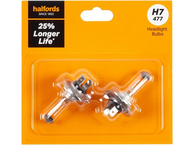H7 477 Car Headlight Bulb Halfords +25 percent Longer Life Twin Pack