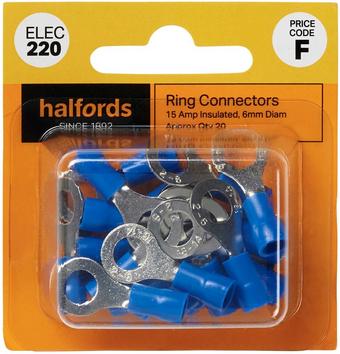 Halfords Ring Connectors 15 Amp Insulated 6mm (ELEC220)