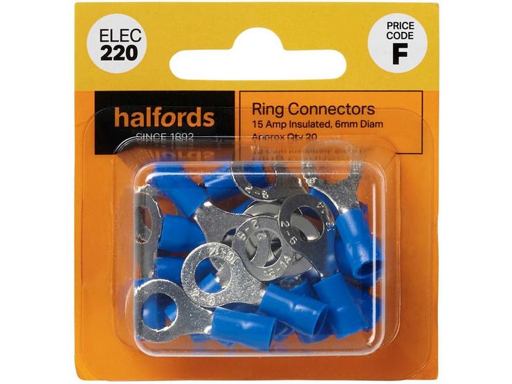 Halfords Ring Connectors 15 Amp Insulated 6mm (ELEC220)