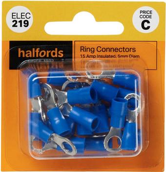 Halfords Ring Connectors 15 Amp Insulated 5mm (ELEC219)