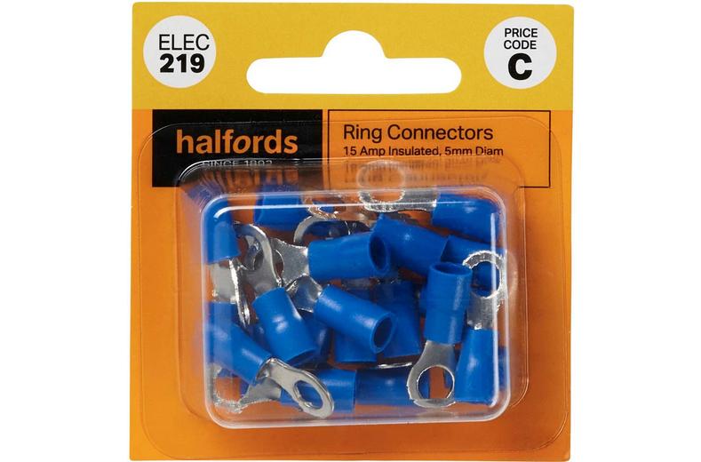 Halfords Ring Connectors 15 Amp Insulated 5mm (ELEC219) Halfords Ring Connectors 15 Amp Insulated 5mm (ELEC219)