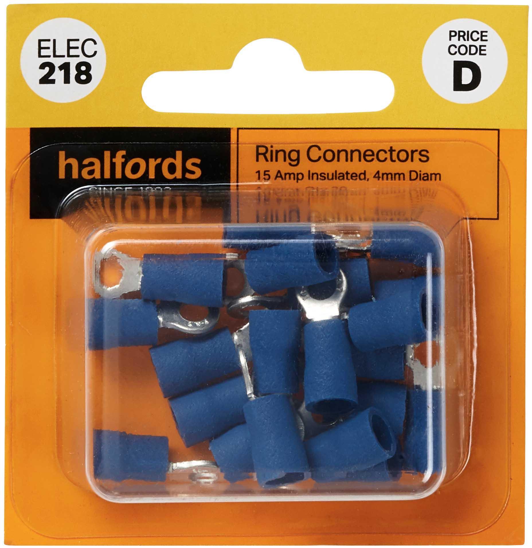 Halfords Ring Connectors 15 Amp Insulated 4mm (ELEC218) Halfords UK