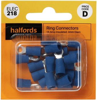 Halfords Ring Connectors 15 Amp Insulated 4mm (ELEC218)