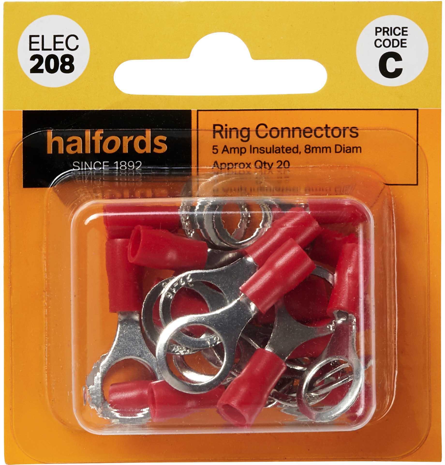 Halfords Ring Connectors 5 Amp Insulated 8mm (ELEC208) Halfords UK