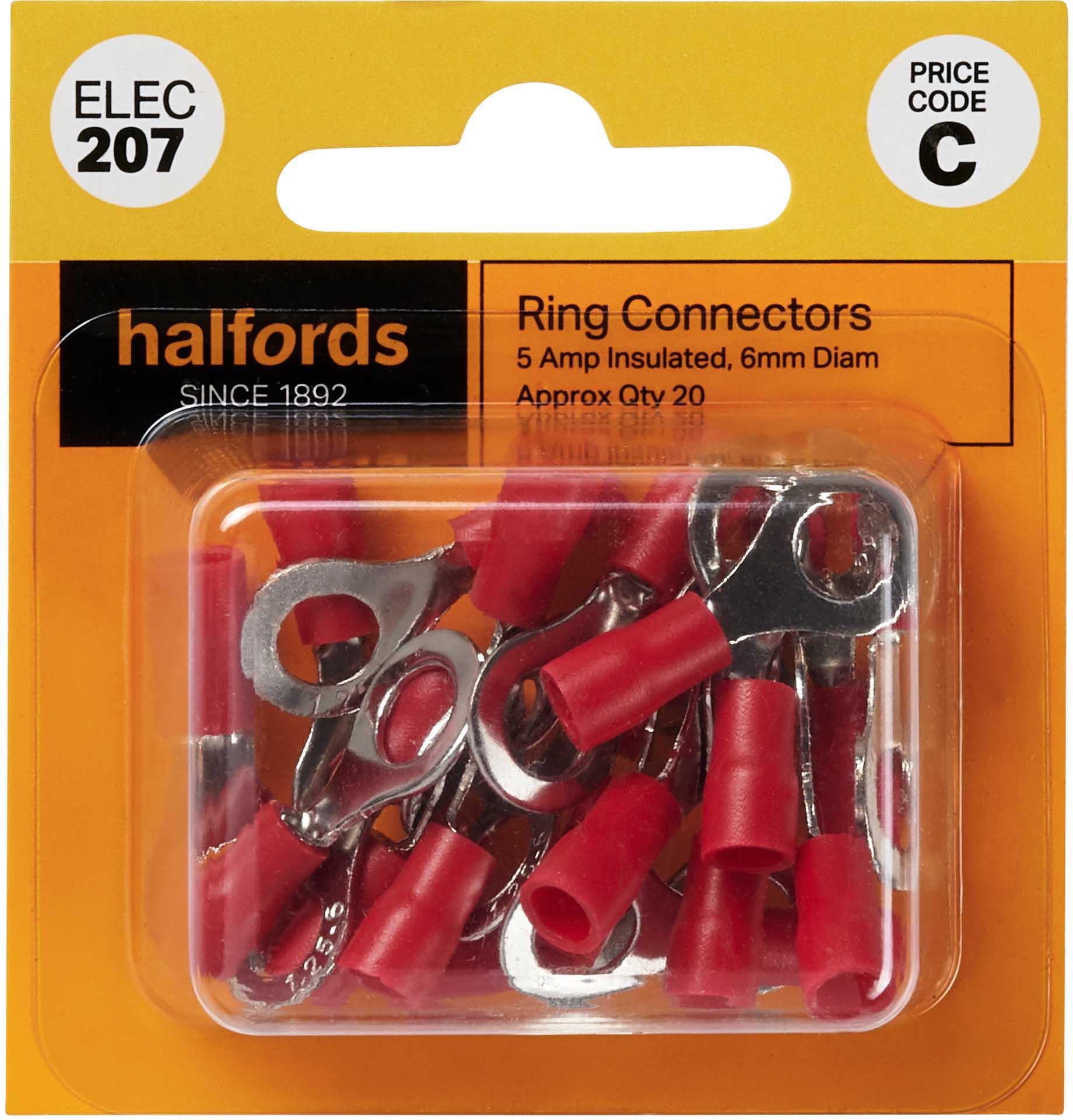 Halfords Ring Connectors 5 Amp Insulated 6mm (ELEC207) Halfords UK