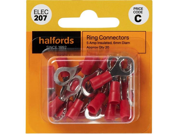 Halfords Ring Connectors 5 Amp Insulated 6mm (ELEC207)