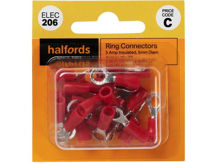 Halfords Ring Connectors 5 Amp Insulated 5mm (ELEC206)