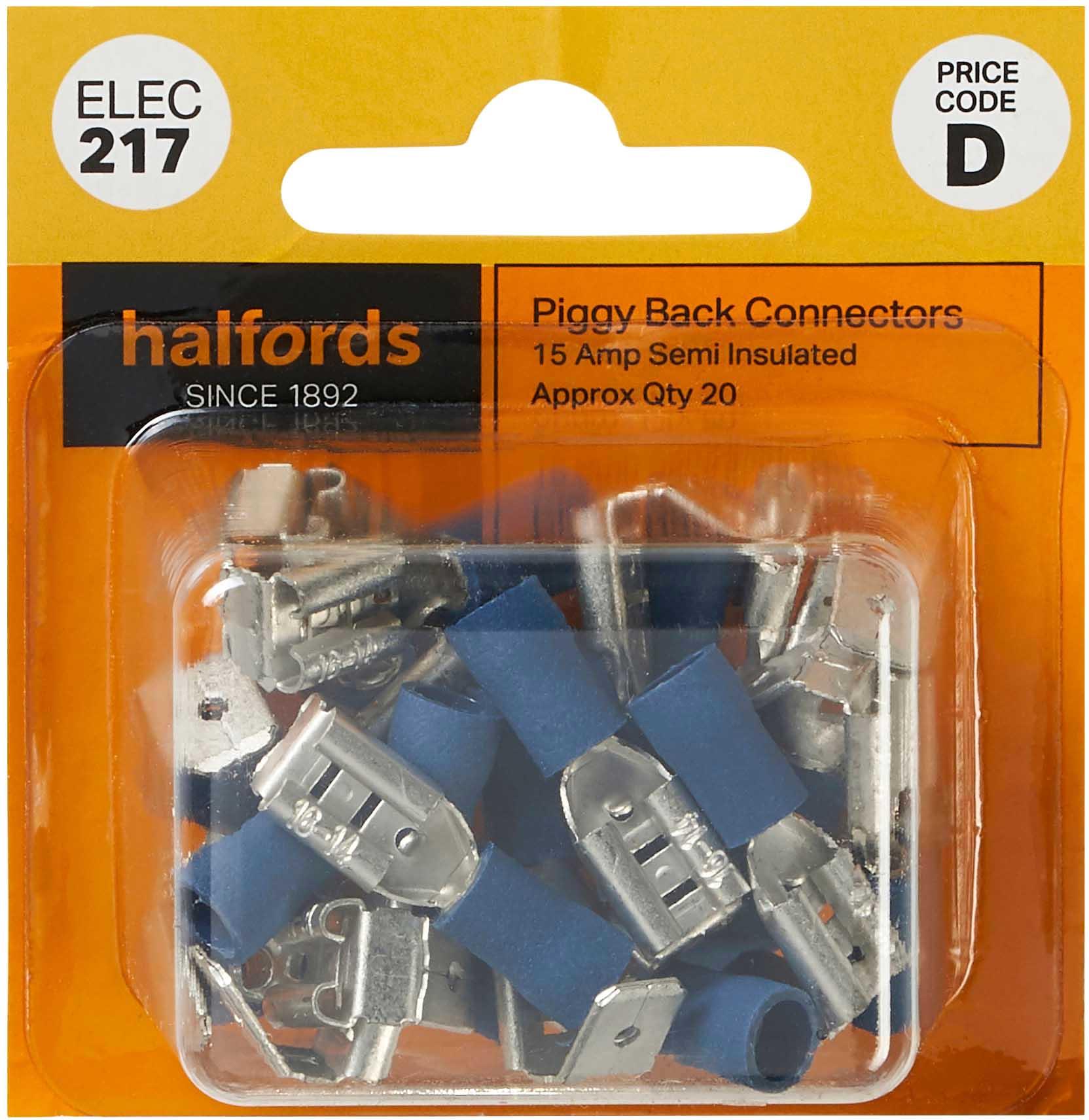 Halfords Piggyback Connectors 15 Amp Semiinsulated (ELEC217) Halfords UK