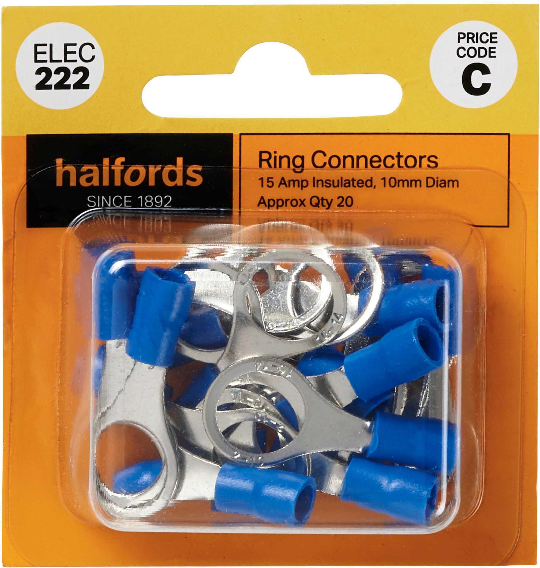 Halfords Ring Connectors 15 Amp Insulated 10mm (ELEC222)