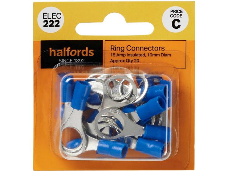 Halfords Ring Connectors 15 Amp Insulated 10mm (ELEC222)