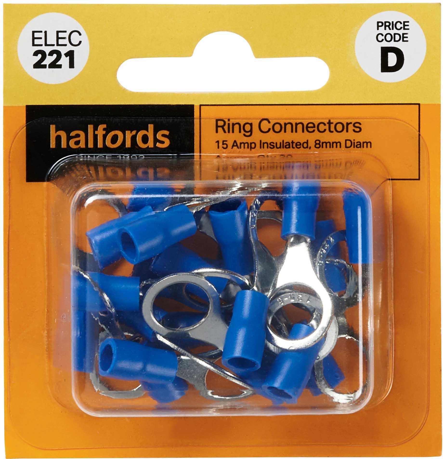 Halfords Ring Connectors 15 Amp 8mm (ELEC221) Halfords UK