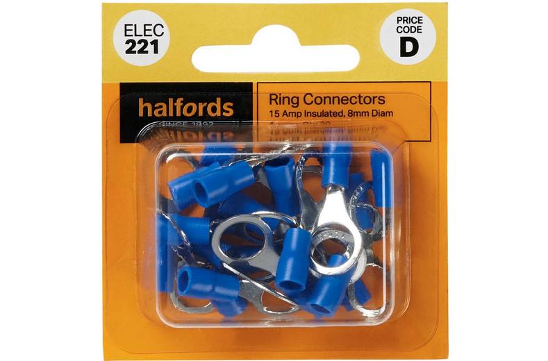 Halfords Ring Connectors 15 Amp 8mm (ELEC221) Halfords Ring Connectors 15 Amp 8mm (ELEC221)