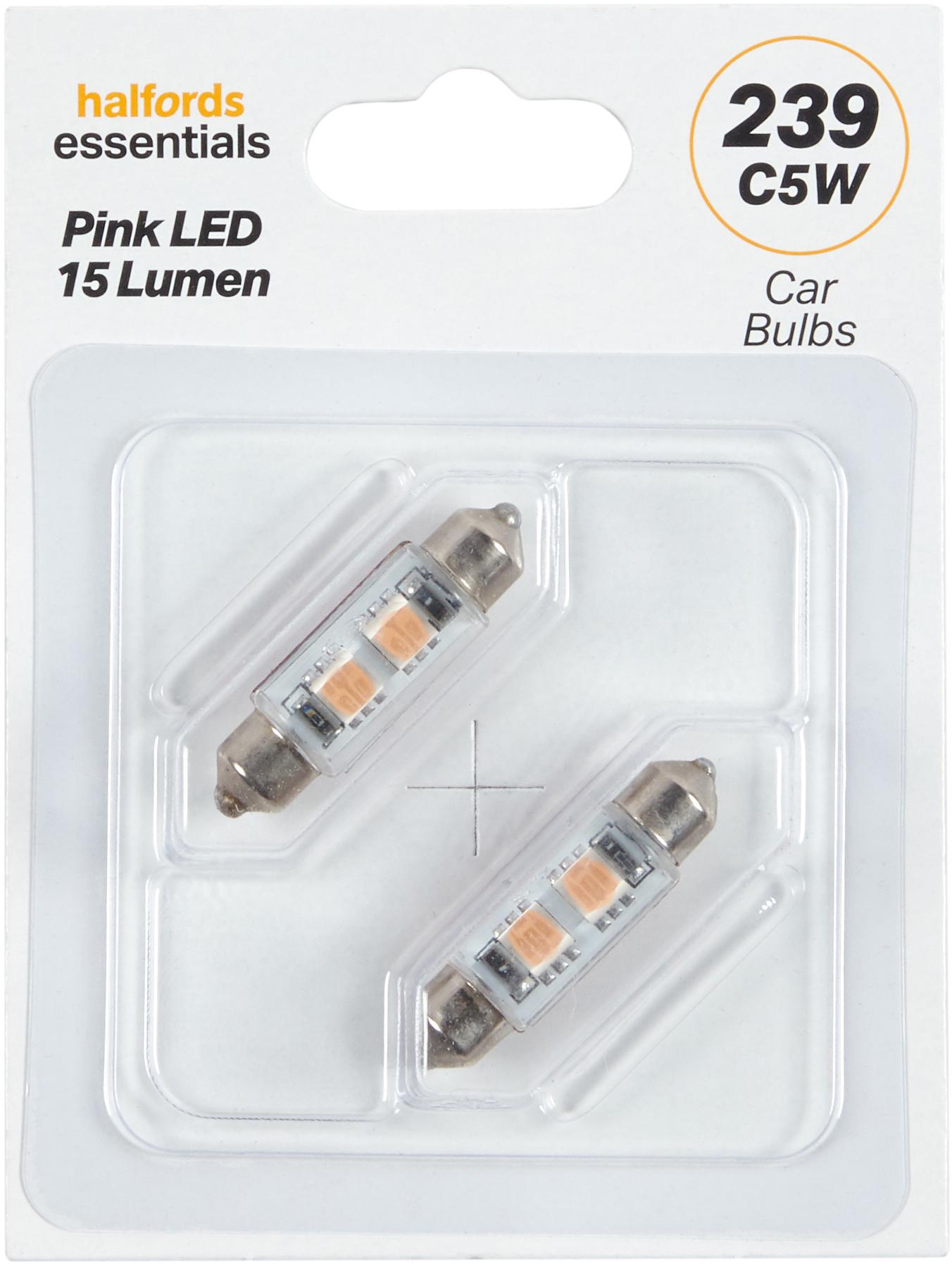 239 Pink Led Car Bulb Halfords Essentials Twin Pack