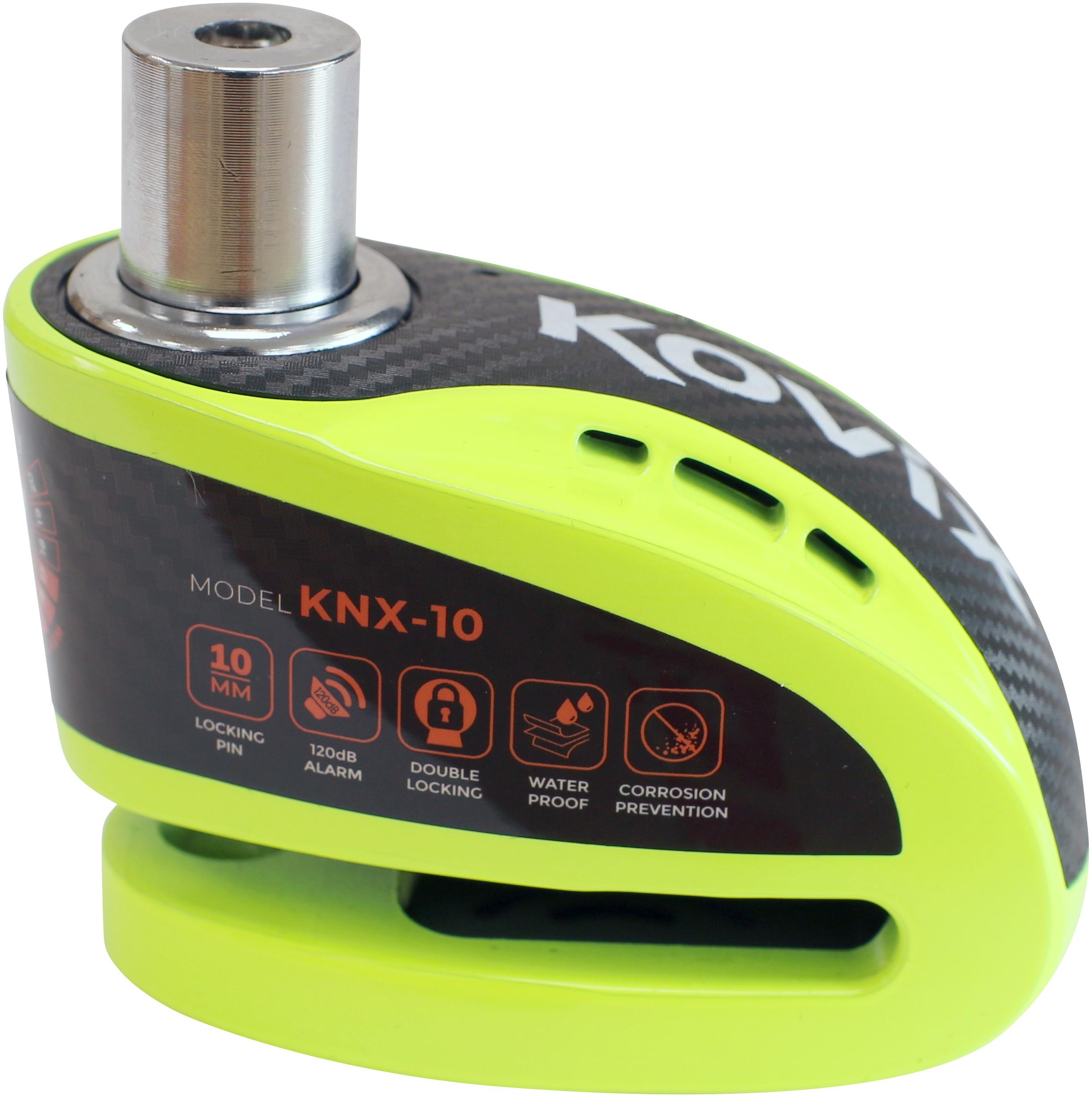 Kovix KNX10 10mm 120db Alarm Disc Lock - Fluo Green