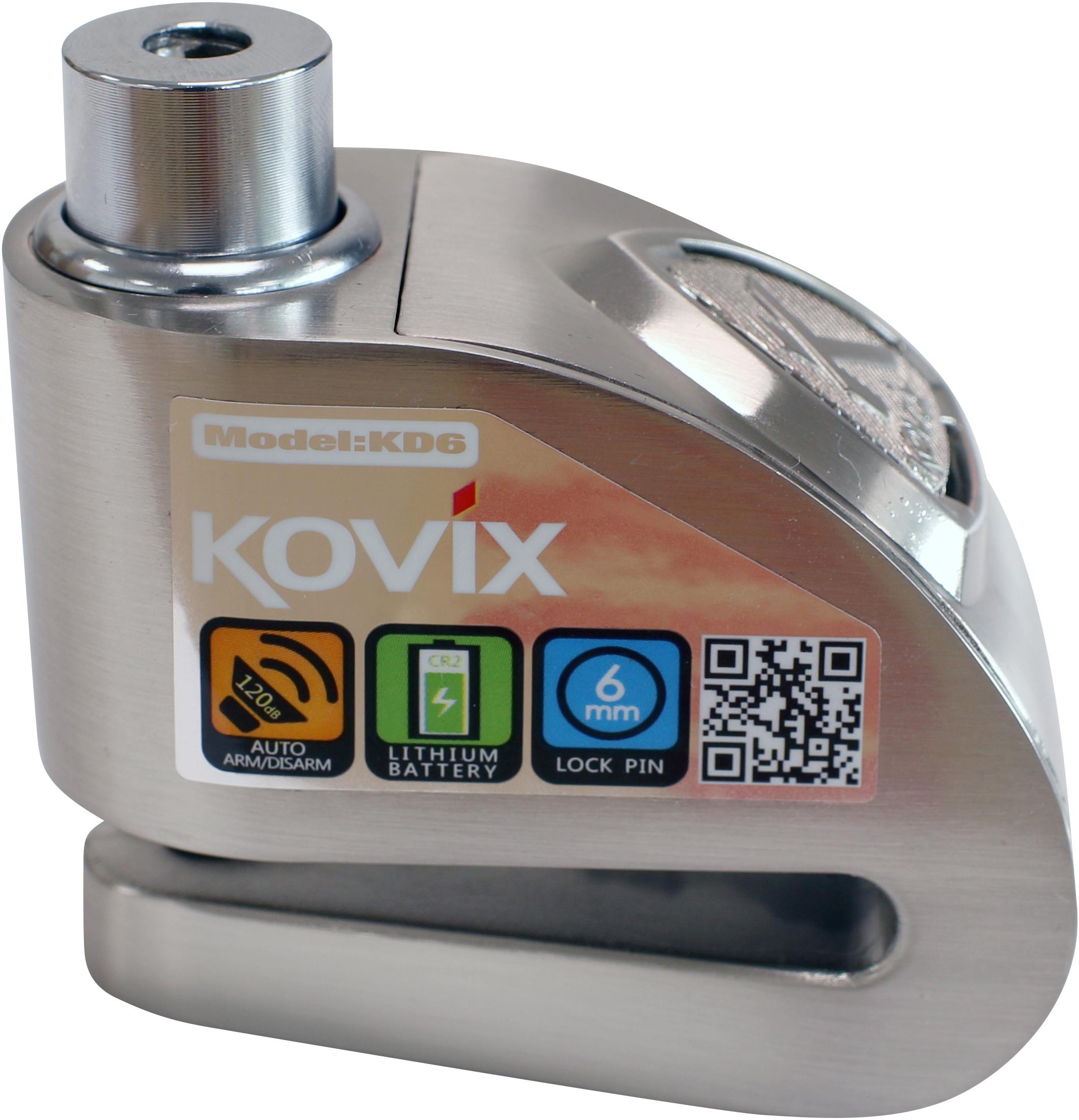Kovix KD6 6mm 120db Alarm Disc Lock - Brushed Metal