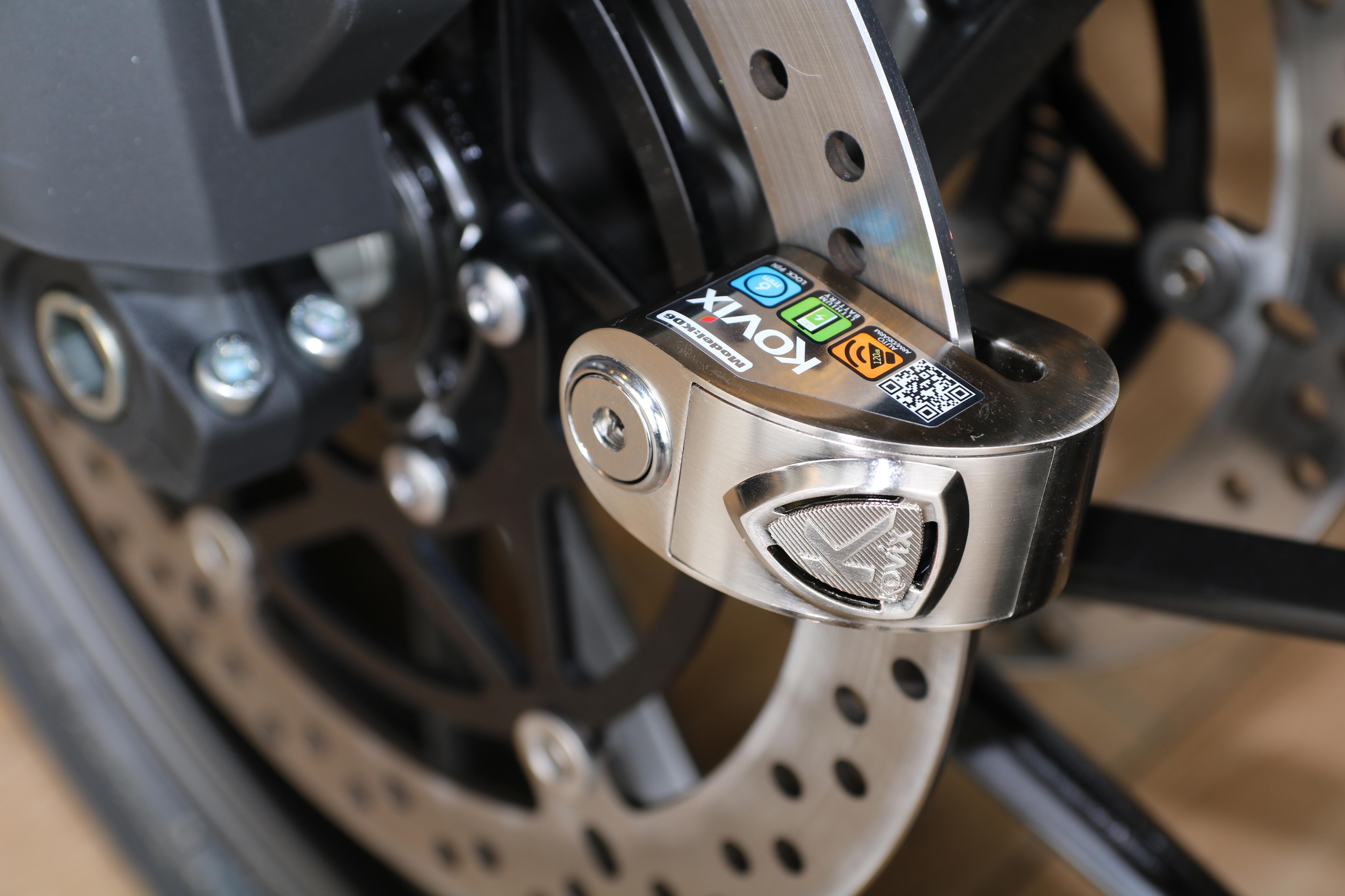 Kovix KD6 6mm 120db Alarm Disc Lock - Brushed Metal