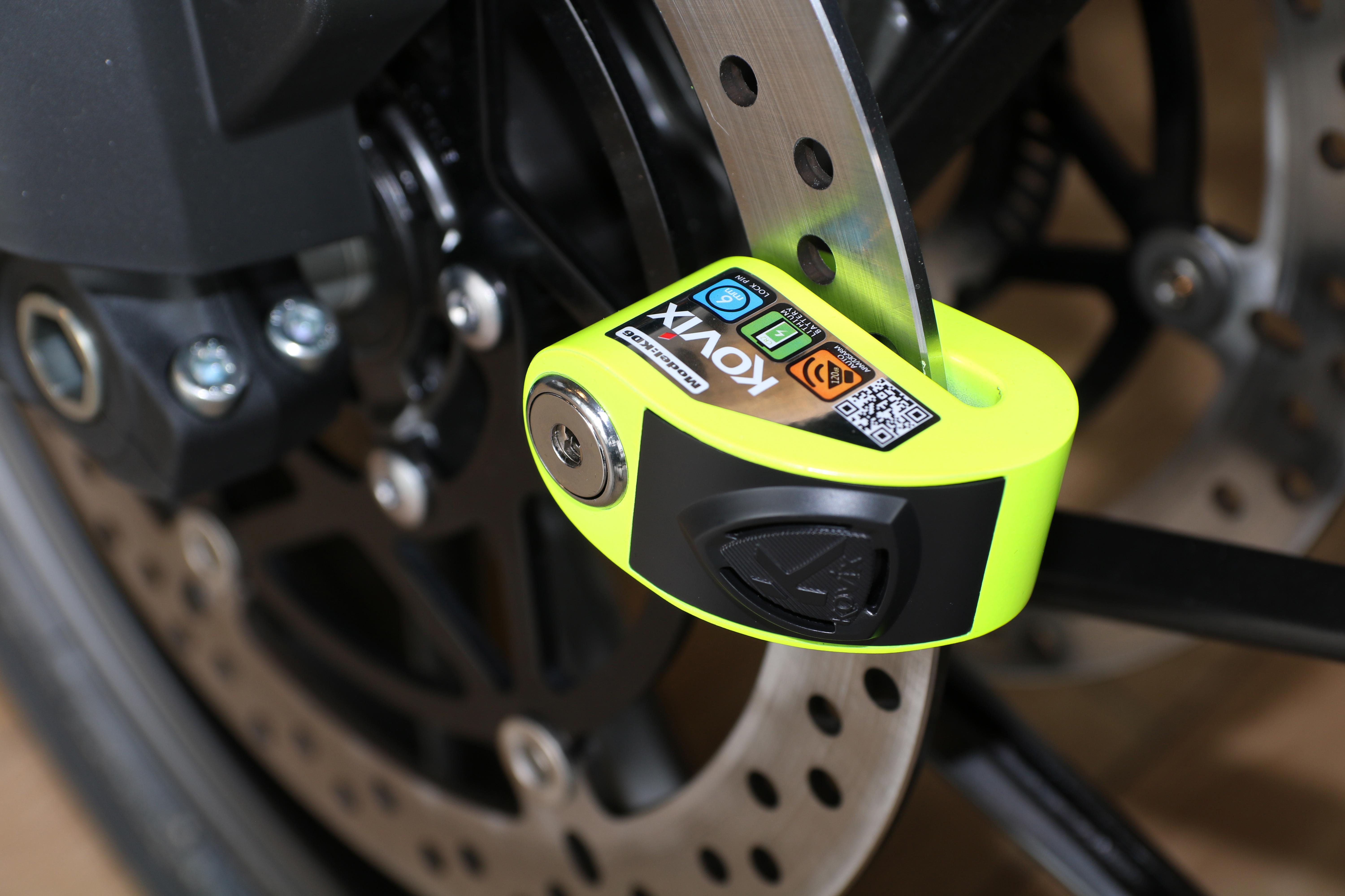 Kovix KD6 6mm 120db Alarm Disc Lock - Fluo Green