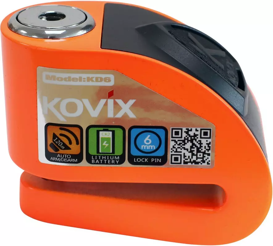 Kovix KD6 6mm 120db Alarm Disc Lock - Fluo Orange