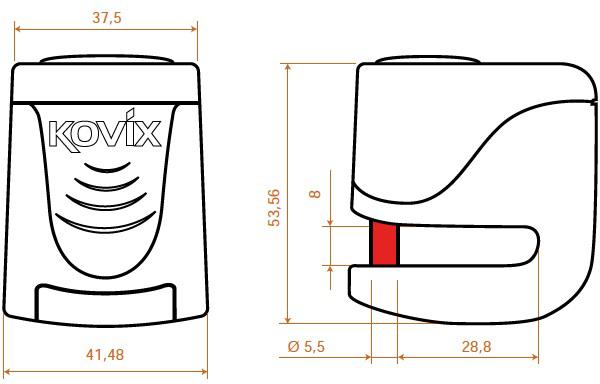 Kovix KS6 5.5mm 120db Alarm Disc Lock - Brushed Metal