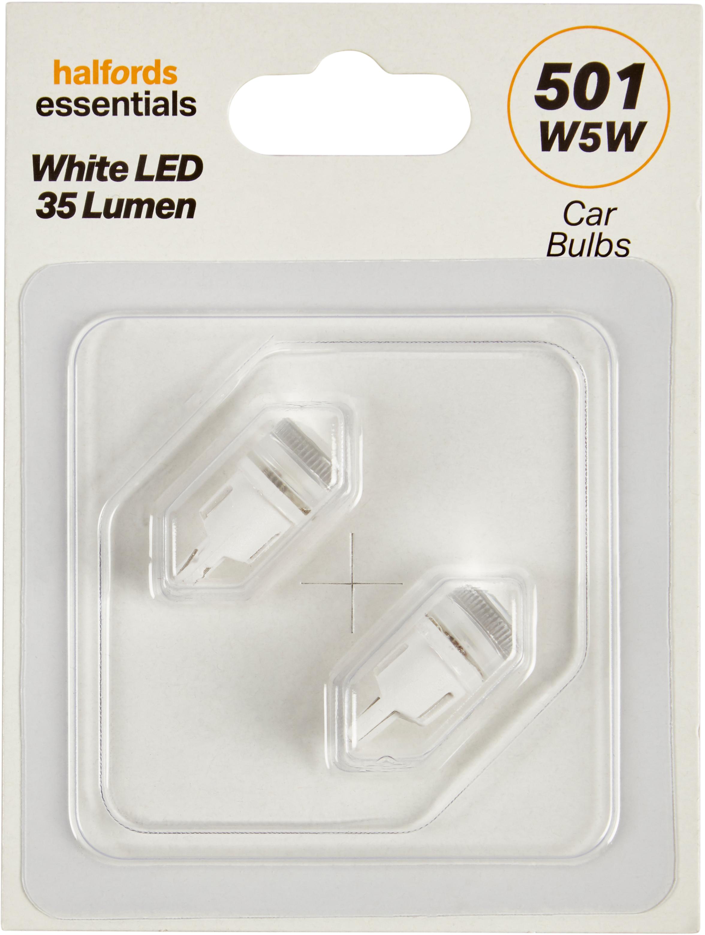 501 White Led Car Bulb Halfords Essentials Twin Pack