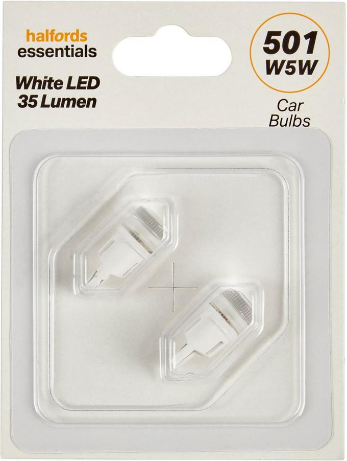 501 White LED Car Bulb Halfords Essentials Twin Pack