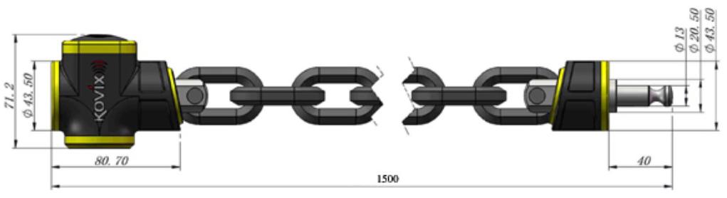 Kovix KCL Alarmed Chain - 10mm x 1500mm