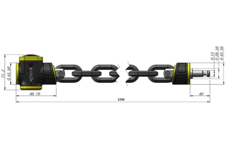 Kovix KCL Alarmed Chain - 10mm x 1500mm Kovix KCL Alarmed Chain - 10mm x 1500mm