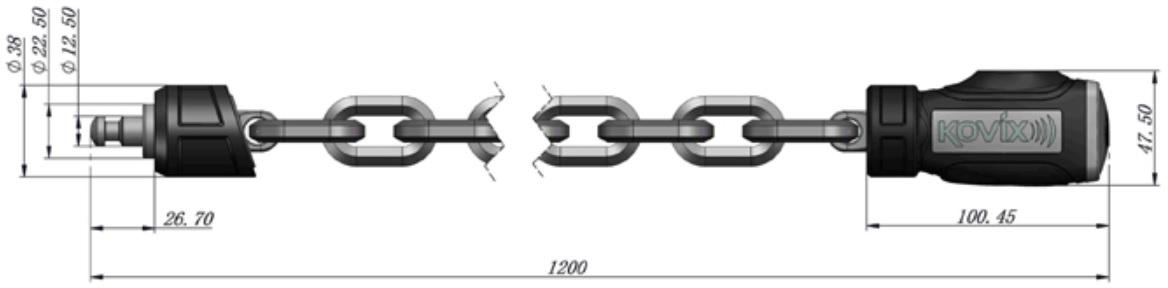 Kovix Alarmed Chain - 8mm x 1200mm