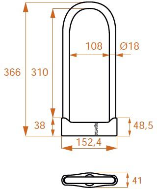 Kovix KSU 18mm Steel U-Lock Slim - 108mm x 310mm