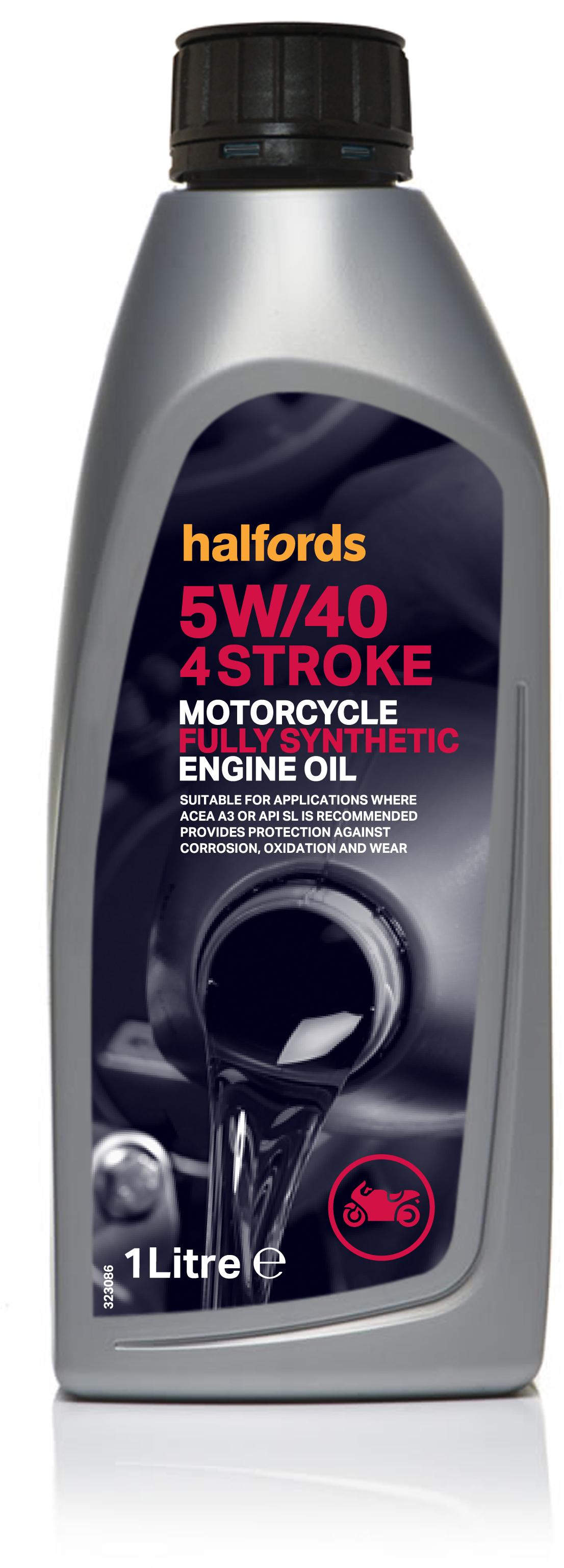 Halfords Motorcycle Engine Oil Fully Synthetic 5W/40 4 Stroke 1L