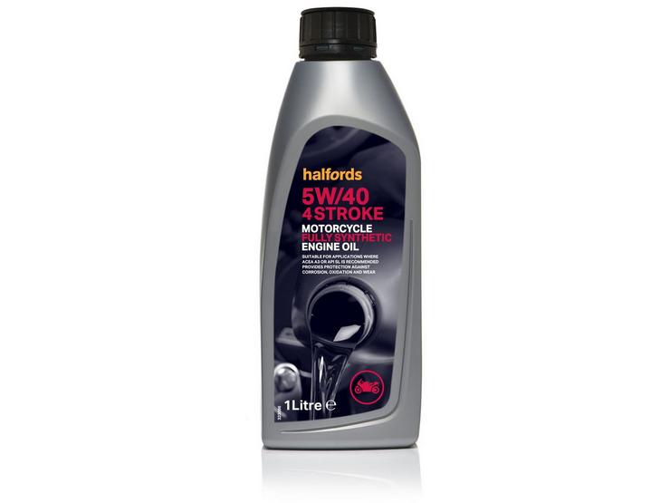 Halfords Motorcycle Engine Oil Fully Synthetic 5W/40 4 Stroke 1l
