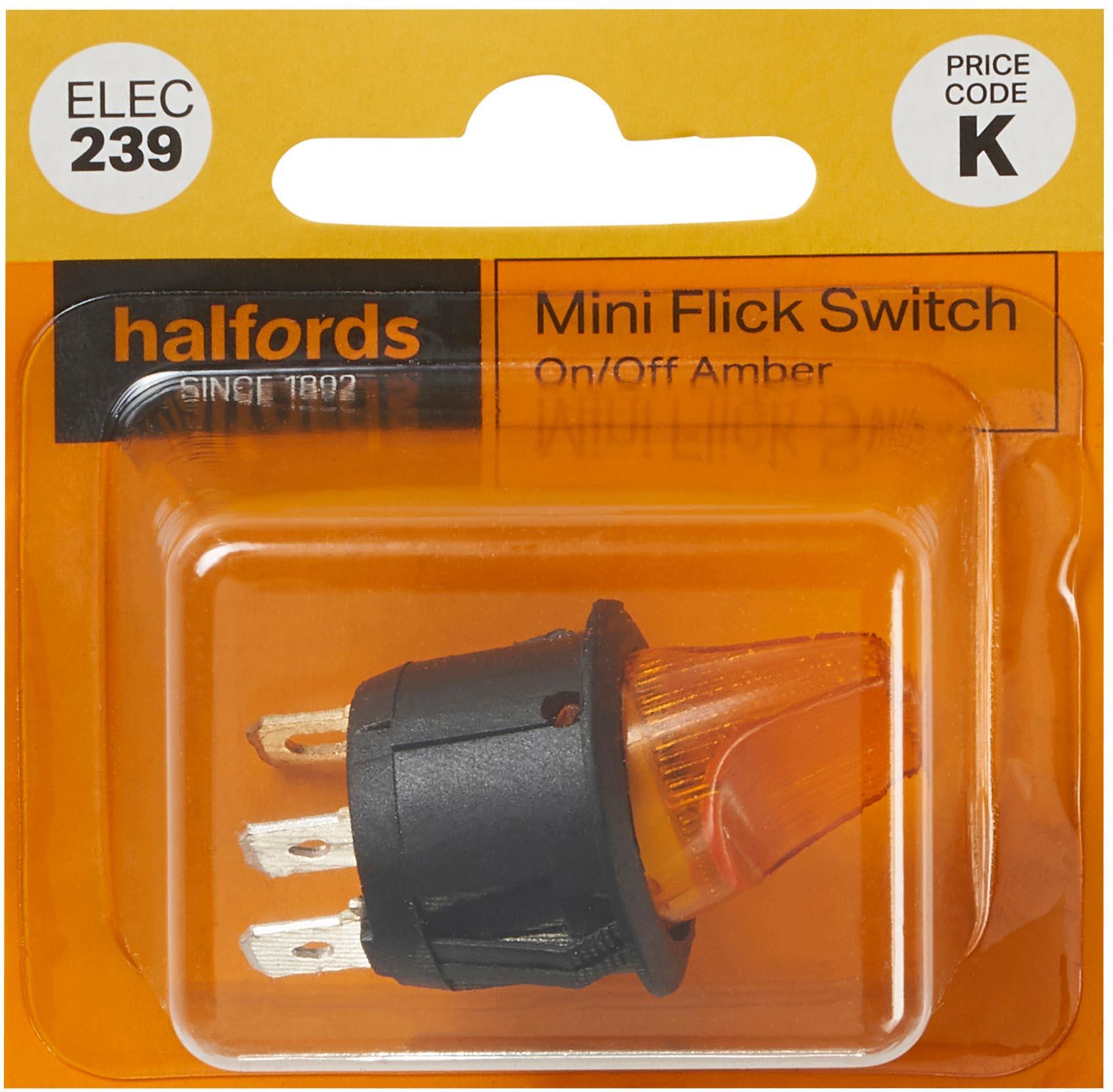 Halfords Mini Flick Switch On/Off Illuminated Amber (ELEC239)