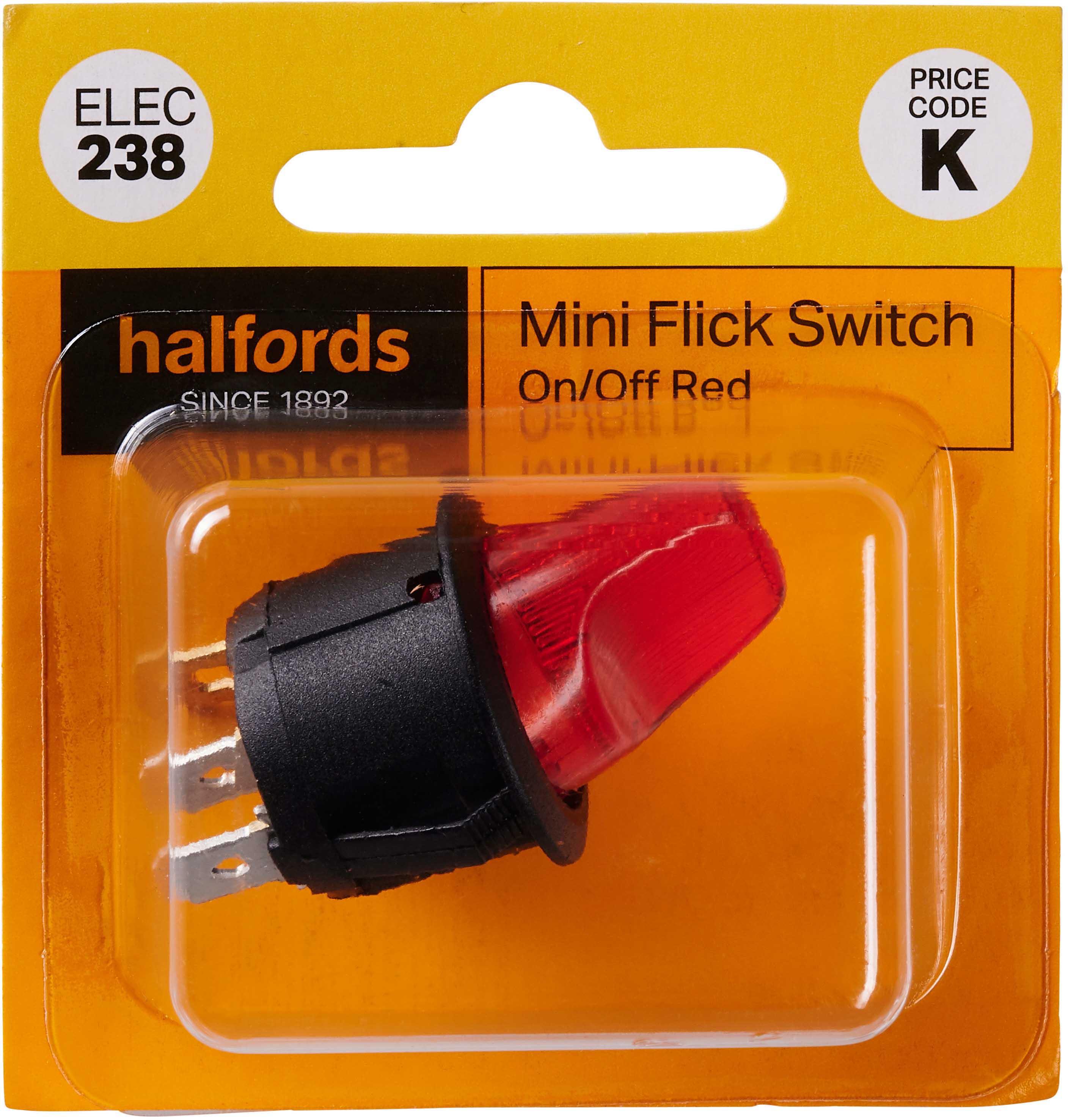 Halfords Mini Flick Switch On/Off Illuminated Red (HEF591)