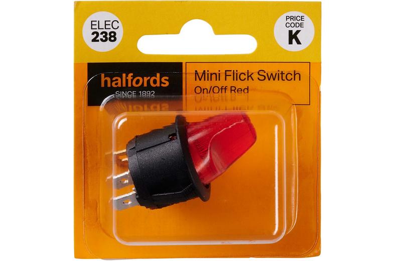 Halfords Mini Flick Switch On/Off Illuminated Red (HEF591) Halfords Mini Flick Switch On/Off Illuminated Red (HEF591)